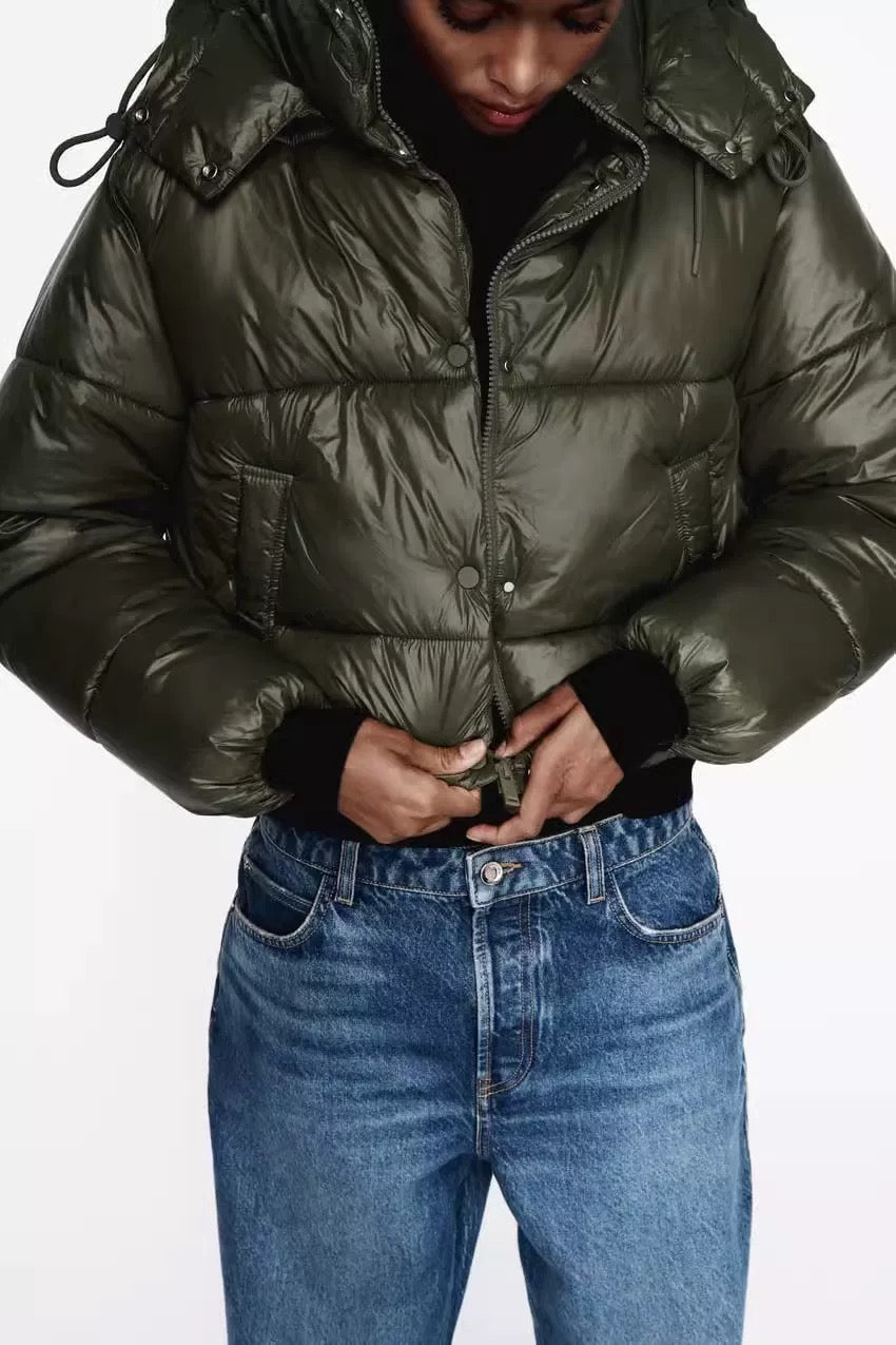 Shiny Crop Puffer Jacket